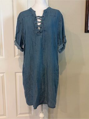 Philosophy NWT Dress, Blue Lace-Up Chambray SIZE XXL